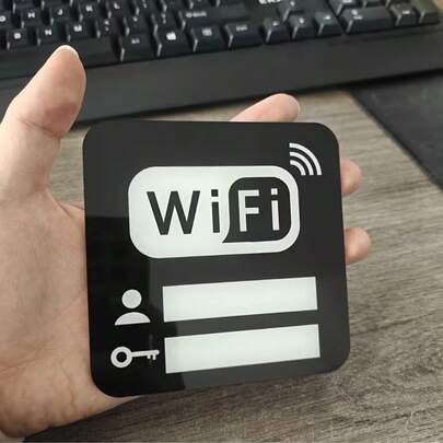 1 placa indicadora de Wi-Fi em acrílico preto, adesivo de parede criativo e multifuncional para exibir a senha do Wi-Fi em casa.