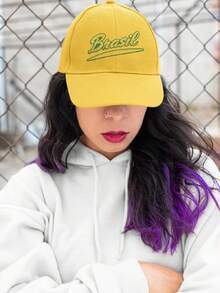 Embroidered Cap Brazil Urban Look Unisex Adjustable For Daily Use Gym Soccer World Cup Carnival Beach - Yellow - View 6