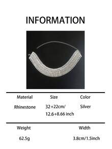 1 pieza Collar de borlas de varios niveles sexy para discoteca, collar de novia de cristal brillante de moda para gala, fiesta, boda - Plateado - Ver 4