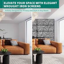 Pantalla de Privacidad Exterior de Metal con Base | Biombo Decorativo Autosoportante 180x116 cm | para Jardín, Terraza, Patio o Balcón | Cerca de Protección y Decoración - Diseño de hoja - Ver 4