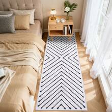 1Pcs Home Decor Large White/Black Area Rug For Living Room Modern Washable Rug Farmhouse Non Slip Non Shedding Throw Rugs Low Pile Stain Resistant Indoor Carpet For Bedroom Office Dining Room Runner For Enteryway Hallway - 灰黑色 - 查看 3