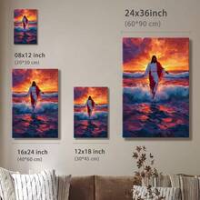 1pc Framed Wall Art, Wrapped Canvas Poster Vintage Prints, Easter Day Thanksgiving, Religious Figure, Water Scene, Dramatic Sky - Van Gogh, Impressionism, Expressionism, Bold Brushstrokes Style, Perfect Gift Decor, Wall Art for Living Room Bedroom Office, Hanging Hardware Included - Wrapped Framed Canvas, Vertical - Lienzo enmarcado - Ver 10