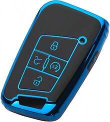 ¡RecomendadoFunda protectora para llave de coche para  VW 2023 2024 para Tiguan Golf GTI Atlas Jetta de suave TPU¡Top de Temporada - Dorado y Negro - Ver 2