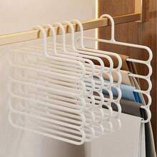 10/5pcs White 5-Tier Plastic Hanging Clothes Rack, Dorm Room Essential, Skirt/Pants/Scarf/Tie Hanger, Non-Slip, Space Saving Wardrobe Storage Back-To-School Season - 彩色 - 查看 3
