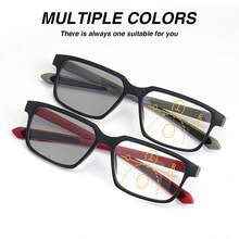 1pc Sports-Style Photochromic Multifocal Reading Glasses, 2-In-1 Progressive Lens With Light-Sensitive Tinting, Ultra-Light Frame With Minimalist Bicolor Non-Slip Temples Design, Suitable For Indoor/Outdoor, Office, Leisure & Reading - Red and Black - View 4