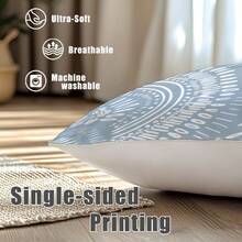 4 件套蓝白波西米亚几何花卉印花抱枕套，涤纶面料，单面印花，尺寸：17.7*17.7 英寸/19.69*19.69 英寸/15.75*15.75 英寸，棕榈叶造型抱枕套，适合家居装饰、客厅沙发，四季皆宜，礼品 - 彩色 - 查看 4