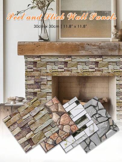 1/10/20 PCS PVC Faux Stone Self-Adhesive 3D Wall Stickers, 30cm X 30cm, Ultra-Thin And Ultra-Lightweight, 3D Texture, For Living Room Wall Decoration, Tile Wall Stickers, Kitchen Backsplashes, Interior Decoration.