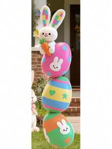 1 Set 2D Flat Printing Acrylic Easter Garden Decor Kit | Rabbit & Egg Theme Party Props, Suitable For Lawn And Home Holiday Display, Garden Stake Decoration - A - View 7