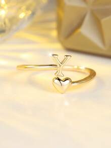 Tsnamer 14K Gold Plated Ring Waterproof Heart Letter Stackable Ring Gift For Women Girlfriend - Ring - View 26