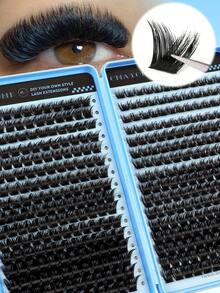 This DIY False Eyelashes Set Contains 448/384/200 Individual False Lashes To Create A Natural Makeup Look. The Set Includes 6 Different Lengths (9-16mm) Of Thickened Individual Lashes: Natural Lashes, Pointed Lashes, Lashes With Pointed Tips, And Cat-Eye Lashes, As Well As Eyelash Glue, Setting Spray, Eyelash Brush, And Tweezers. - 藍色 - 查看 8