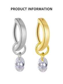 1 pieza Anillo de ombligo de plata de ley 925 con circonita cúbica ovalada, joyería de piercing de ombligo con CZ transparente - uña del ombligo - Ver 5