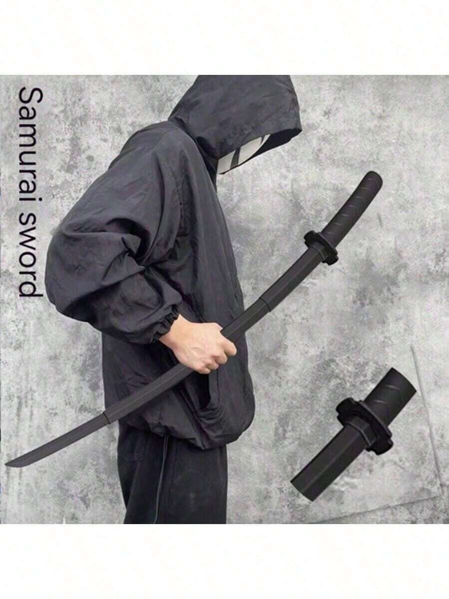 1把可伸缩武士刀，黑色刀刃玩具，飞刀，3D打印黑色刀剑，创意模型装饰，可伸缩玩具剑，减压手部玩具，节日派对玩具，派对道具，生日礼物 - 彩色 - 查看 1