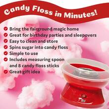 M4Y Premium Candy Floss Maker Cotton Candy Sweet Machine, Funfair Style Machine For Parties, Kids, Home, Includes Measuring Spoon And Candy Floss Sticks - View 9