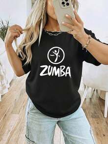 Zumba Workout Graphic T-Shirt  Short Sleeve Crew Neck Unisex Dance Ness Gym Tee Novelty Aerobics Instructor Gift For Men Women Soft Breathable Casual Summer - 黑色2 - 查看 1