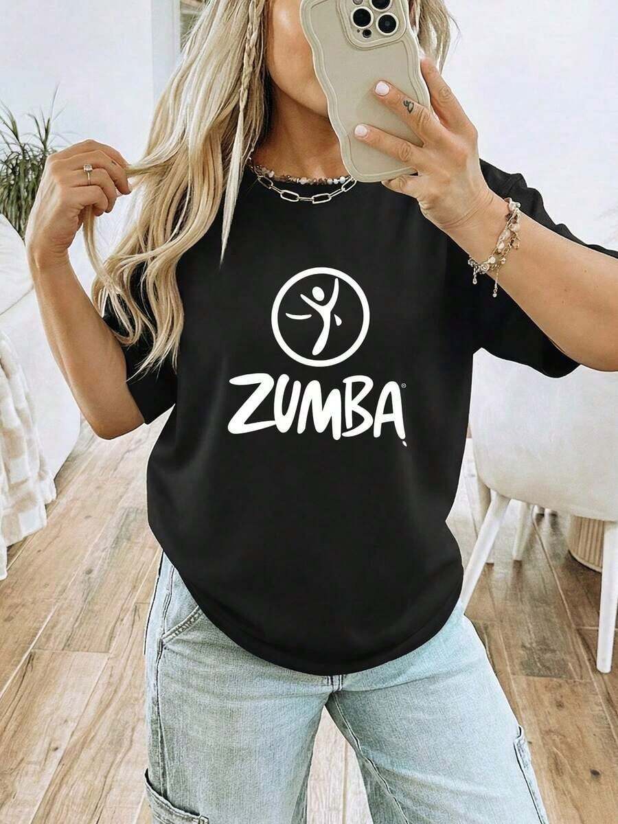 Zumba Workout Graphic T-Shirt Short Sleeve Crew Neck Unisex Dance Ness Gym Tee Novelty Aerobics Instructor Gift For Men Women Soft Breathable Casual Summer - 黑色2 - 查看 1