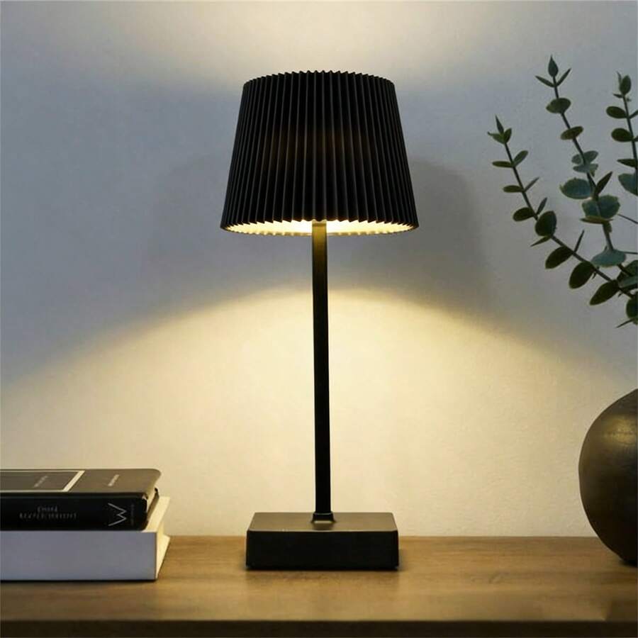 1pc Rechargeable Touch Dimmable LED Desk Lamp, Modern & Stylish, Suitable For Garden, Office Decor, Reading, Bedroom Nightstand, Dining Room Ambience Lighting (800mAh) - Black - View 1