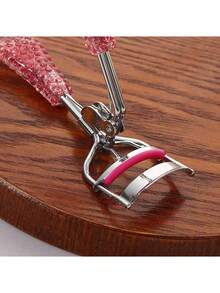 1pc Semi-Transparent Plastic Glitter Handle Eyelash Curler, With/Without Comb, Eyelash Curling Assistant, With Raised Dots Shaping Clamp, Soft Rubber Pad, Makeup Beauty Tool, Cute Gift - Multicolor - View 3