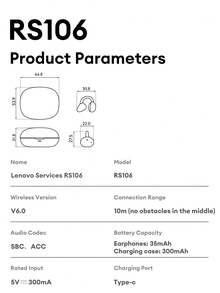 Lenovo 联想 RS106 蓝牙耳机及保护套组合套装，耳挂式运动耳机，超长续航，蓝牙 6.0 低延迟，沉浸式音效，游戏和音乐低延迟，适用于智能手机、电脑，节日礼物之选 - 紫色耳機+鯊魚保護套 - 查看 11