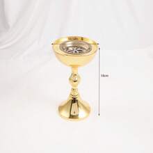 1pc High-Leg Metal Incense Burner / Mabkhara / Bakhoor Burner, Made Of High-Gloss Electroplated Metal Material In Bright Gold And Silver Dual Colors, Fade-Resistant - Roman Column Incense Burner - View 8