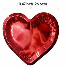 Platos de papel desechables en forma de corazón rojo grande de aproximadamente 26,6 cm (10,47 pulgadas), adecuados para el Día de la Madre, bodas, fiestas de cumpleaños, San Valentín - Rojo - Ver 8