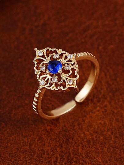 1pc Elegant Cubic Zirconia Inlaid Ring, Suitable For Women's Daily, Dating, Engagement, Fashion Matching