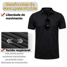 Men's Quick-Drying Polo-Style Shirt, Ideal For Summer; Short-Sleeved Tactical Shirt That Is Quick-Drying, Breathable, And Fast-Drying. - 黑色 - 查看 9