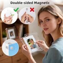 Acrylic Picture Frames 3 Pack, 20% Thicker 20mm Clear Lucite Frameless Block, Double-Sided Freestanding Magnetic Photo Display, UV-Resistant Transparent Desktop Frame For Home, Office And Gifts - 5*7(3包裝) - 查看 5