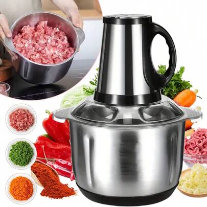Food Processor, 5L Stainless Steel Electric Vegetable Chopper, High Efficiency Kitchen Meat Grinder With 300W Copper Motor For Vegetables Potatoes Onions Garlics Fruit Nuts