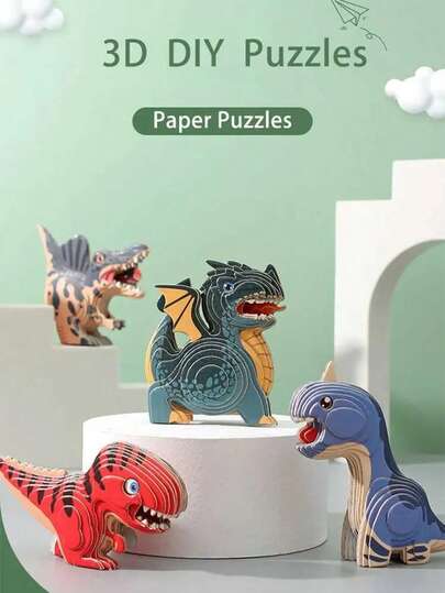 Dinosaur & Elephant Paper Puzzle - Colorful Educational Toy For Children, Suitable For Party Decorations, Christmas & Halloween Gifts, Birthday Party Favors, Early Learning & Cognitive Development, Creative Play Time | Vibrant Puzzle | Decorative Pieces