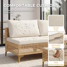 Outdoor Patio Furniture Set 7-Piece Outdoor Wicker Rattan Patio Furniture Sectional Set With Coffee Table,Boho Patio Conversation Set Sectional Sofa With All-Weather Cushions For Backyard,Porch - Beige - View 5