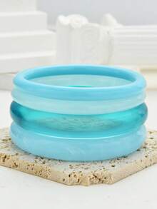 8件/4件套女士手链套装，复古时尚优雅简约日常百搭手镯套装，蓝色树脂扎染镂空手链套装，多件可叠戴首饰，适合日常、派对、送礼。 - 彩色 - 查看 4