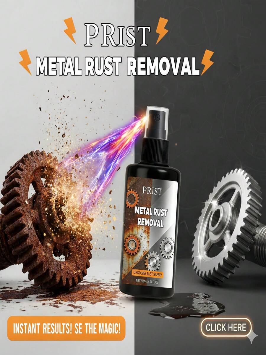 JUE FISH Ultimate Instant Metal Rust Remover Spray 2026 Multi-Purpose Professional Derusting Agent For Car Wheels, Tools & Kitchen | Magic Oxidation Dissolver & Polishing Shine | Effortless Spray-To-Clean Formula | Restore Your Items To Brand New In Seconds