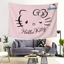 1件装 Sanrio Hello Kitty 粉色挂毯 动漫卡通可爱房间装饰美学 适用于卧室客厅宿舍艺术家居装饰派对背景布 墙布 粉丝礼物 - 彩色 - 查看 6