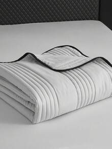 1 buah Selimut/Blanket Musim Panas Ringan Bergaya Minimalis Lembut & Nyaman, Cocok untuk Semua Musim, Dapat Dicuci, Cocok untuk Tempat Tidur Tunggal/Ganda, Hotel, Berkemah, Dekorasi Rumah | Desain Quilted Modern | Timbul Gelombang, Dekorasi Musim Gugur, Dekorasi Kamar - Grey - View 2