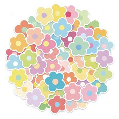 56 PCS Cute Pastel Flower Stickers, Aesthetic Floral Decals For Water Bottles, Laptops, Journals, Scrapbooks, Phone Cases, Stationery, Gift Wrapping, Party Decorations, And DIY Crafts, Vibrant Multicolor Design For Personalizing Daily Items, Suitable For Students