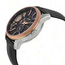 男士自动机械表，真皮表带，三针腕表，不锈钢表壳/防刮玻璃，型号 ME1098/ME109 - 黑色 - 查看 3