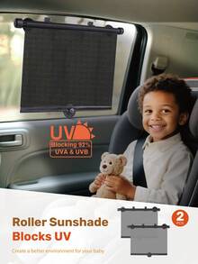 2pcs Adjustable Car Side Window Sunshade, Suction Cup Blackout Side Window Cover, Blocks UV Rays And Heat, Reduces Glare, Fits Various Car Windows, Essential For Vacation And Travel, Also Suitable For Baby Car Seats, All Seasons - Black - View 7