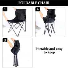 Outdoor Folding Chair/Camping Chair, Spacious And Sturdy With Ergonomic Design, Featuring A Stainless Steel Frame That's Lightweight And Foldable (With Side Pockets/Storage Bag). Ideal For Camping, Fishing, Outdoor Barbecues, And Picnics. Folding Chair/Camping Chair/Outdoor Chair - 黑色 - 查看 5