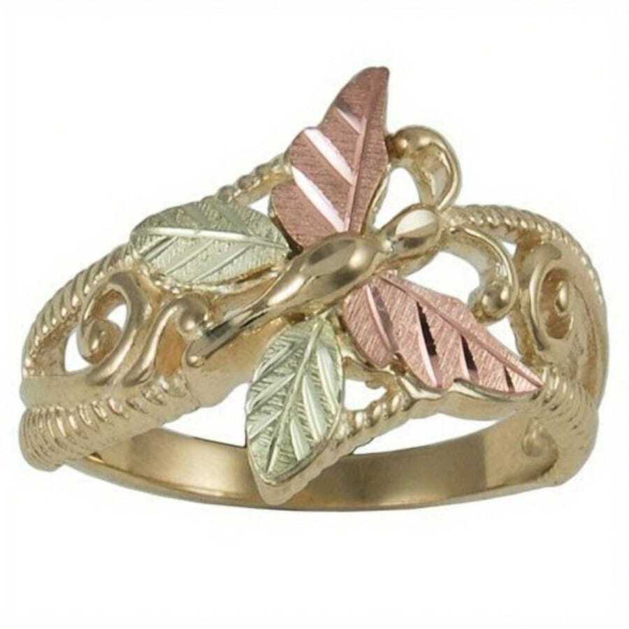 Bague vintage élégante pour femme avec design papillon ajouré, accessoire de bijouterie délicat pour un port quotidien et les jours fériés, cadeau raffiné pour épouse - Doré - Voir 1