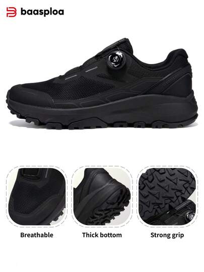 baasploa Men's Outdoor Hiking Shoes Size 41-45, Featuring Rotary Buckle Design, Anti-Slip Shock-Absorbing Hiking Shoes, Lightweight Sports Shoes, Multi-Function Casual Sports Shoes, Suitable For Spring And Autumn