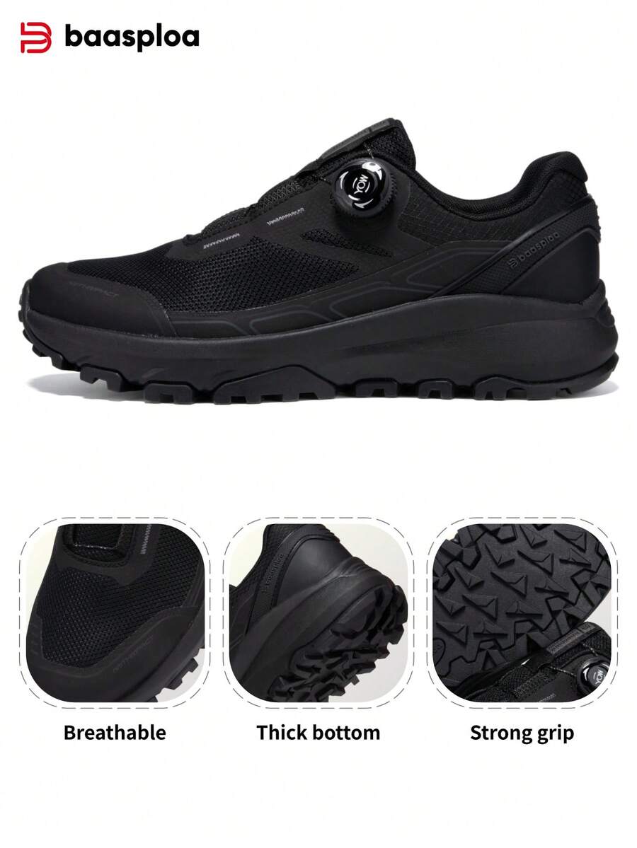 baasploa 男士户外徒步鞋，尺码41-45，采用旋转扣设计，防滑减震，轻便运动鞋，多功能休闲运动鞋，适合春秋季穿着。