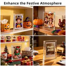 Acrylic Picture Frames 3 Pack, 20% Thicker 20mm Clear Lucite Frameless Block, Double-Sided Freestanding Magnetic Photo Display, UV-Resistant Transparent Desktop Frame For Home, Office And Gifts - 5*7(3包裝) - 查看 8