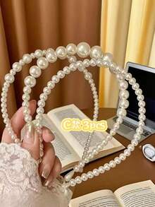 Bộ 7 chiếc, 5 chiếc, 3 chiếc băng đô giả ngọc trai, băng đô ngọc trai kiểu cổ điển thanh lịch và sang trọng, phụ kiện băng đô đa năng, quà tặng cho phái đẹp và quý cô, băng đô hoa quà tặng ngày Valentine, phụ kiện tóc làm đẹp tại nhà - trắng - Xem 21