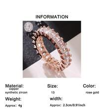 1 pieza Anillo elegante y brillante de una sola hilera con circonitas cúbicas sintéticas cuadradas para mujer, ideal para uso diario y ocasiones especiales. Un regalo perfecto para el Día de San Valentín, cumpleaños, Navidad y aniversario. - Oro rosa - Ver 8