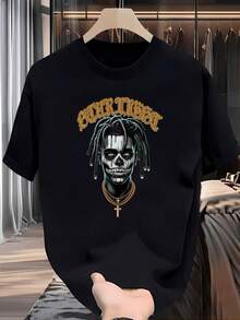 Herren-Grafik--Shirt - Schwarz mit kräftigem goldenen TIDES Aufdruck;ürkisblauen Akzenten - Leichtes, schnelltrocknendes Polyester-Shirt für den Strand.Parteien.Freizeitkleidung - Lässiges Sommer--Shirt.Urlaubsbekleidung.Moderner, Look.Strapazierfähiger Stoff - Schwarz - Übersicht 6