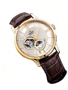 Orient 男士腕表，日本进口镂空透明机械表 - 金色 - 查看 5