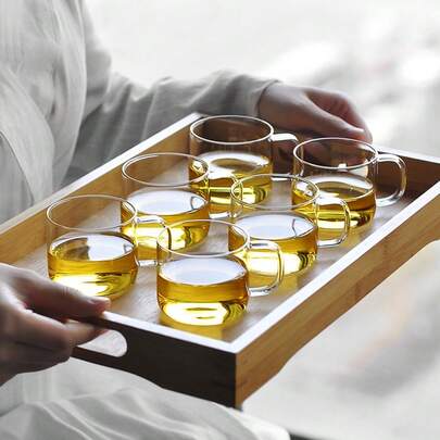 Thick Heat-Resistant High Borosilicate Glass Small Tea Cup With Handle, Transparent Kung Fu Tea Cup, Coffee Cup, Teacup