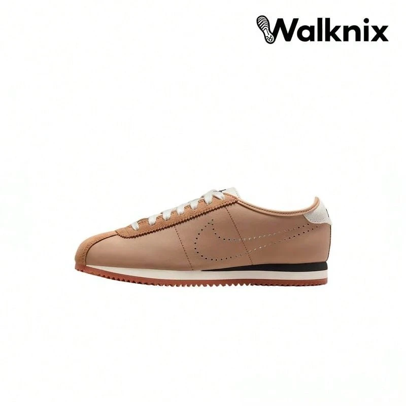 Nike Cortez Leather 'Pale Shale Perforated Swoosh' Tan Sail Gum-Medium-Brown Black Sneakers Women HQ1841-200 - 彩色 - 查看 1
