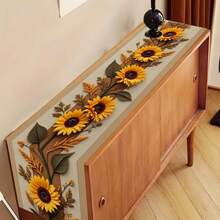 1pc Christmas Table Runner, Holiday Style Polyester Rectangular Table Runner Decorated With Shiny Gold Accents, Bells And Bows, Washable And Durable, Suitable For Dining Table Decor, Perfect For Christmas Dinner Table Decoration, Holiday Party, Winter Dinner, Home And Party Table Decor. - Multicolor - View 14