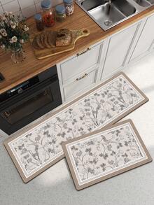 DAJIANG 1 pieza Alfombra de cocina vintage estilo bohemio, con respaldo de goma antideslizante, alfombra de cocina lavable, alfombra de cocina gruesa, adecuada para pasillo, lavandería, decoración navideña - Multicolor - Ver 4
